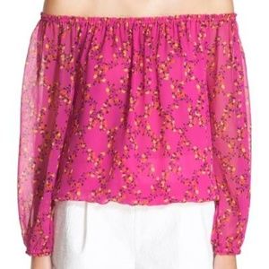 DVF - 'Kamber' Floral Off the Shoulder Silk Top